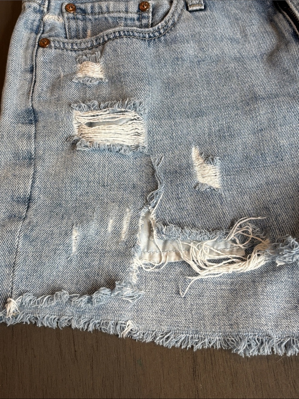 💙 JBD Light Blue Distressed Denim Shorts Women’s Large Stretch 10" Rise💙 - Picture 5 of 10
